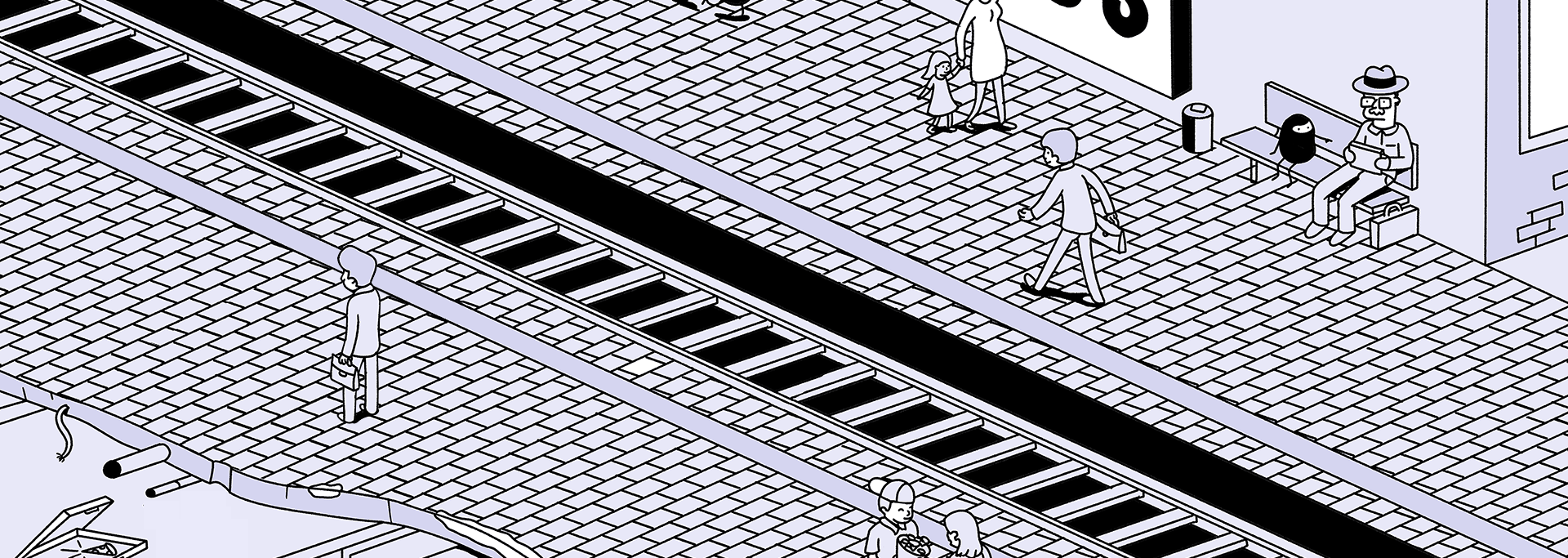 Unbranded dibujo estación y vías de metro